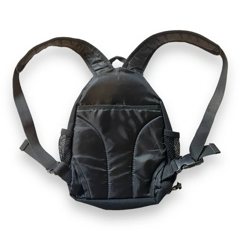 Kids Black Nylon zipper front tactical adventure mini backpack EUC